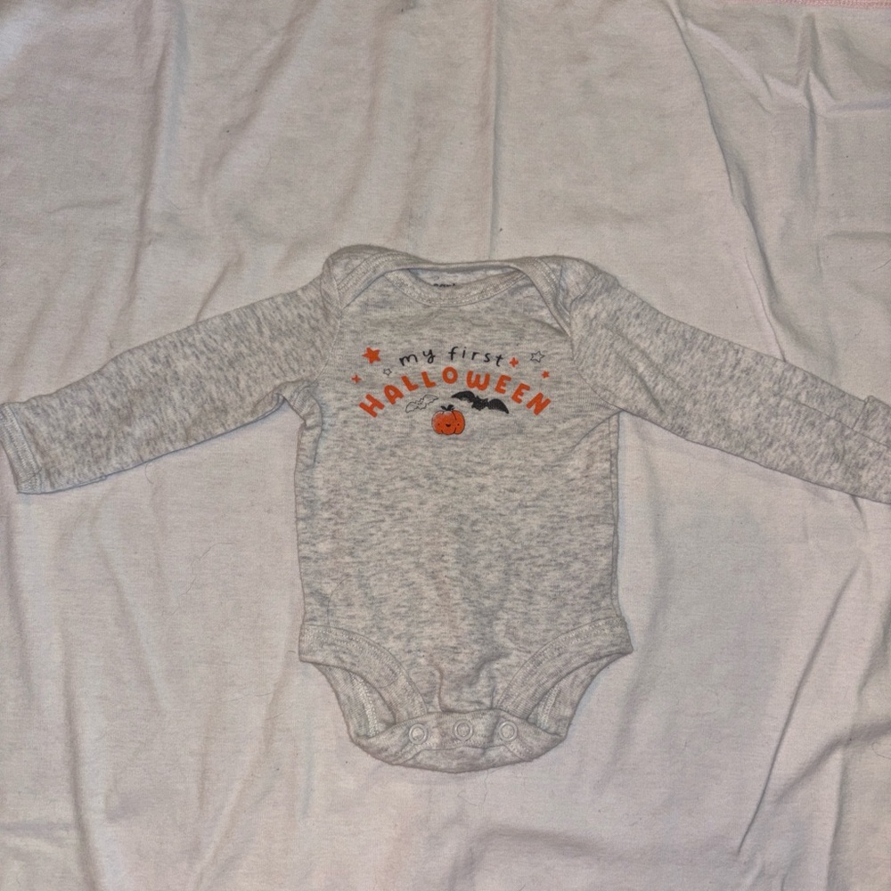 Carter's Gray Long-Sleeve 'My First Halloween' Baby One-Piece